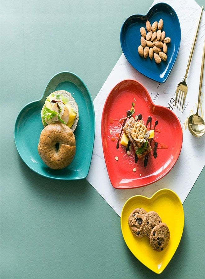 FUYU 2pcs Colorful Heart Shaped Ceramic Dinner & Dessert Plates - Image 5